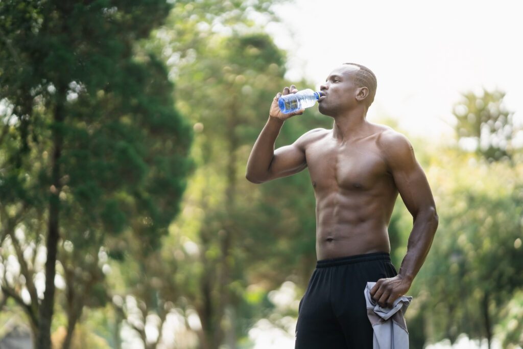 exercising in heat, cooling down with water